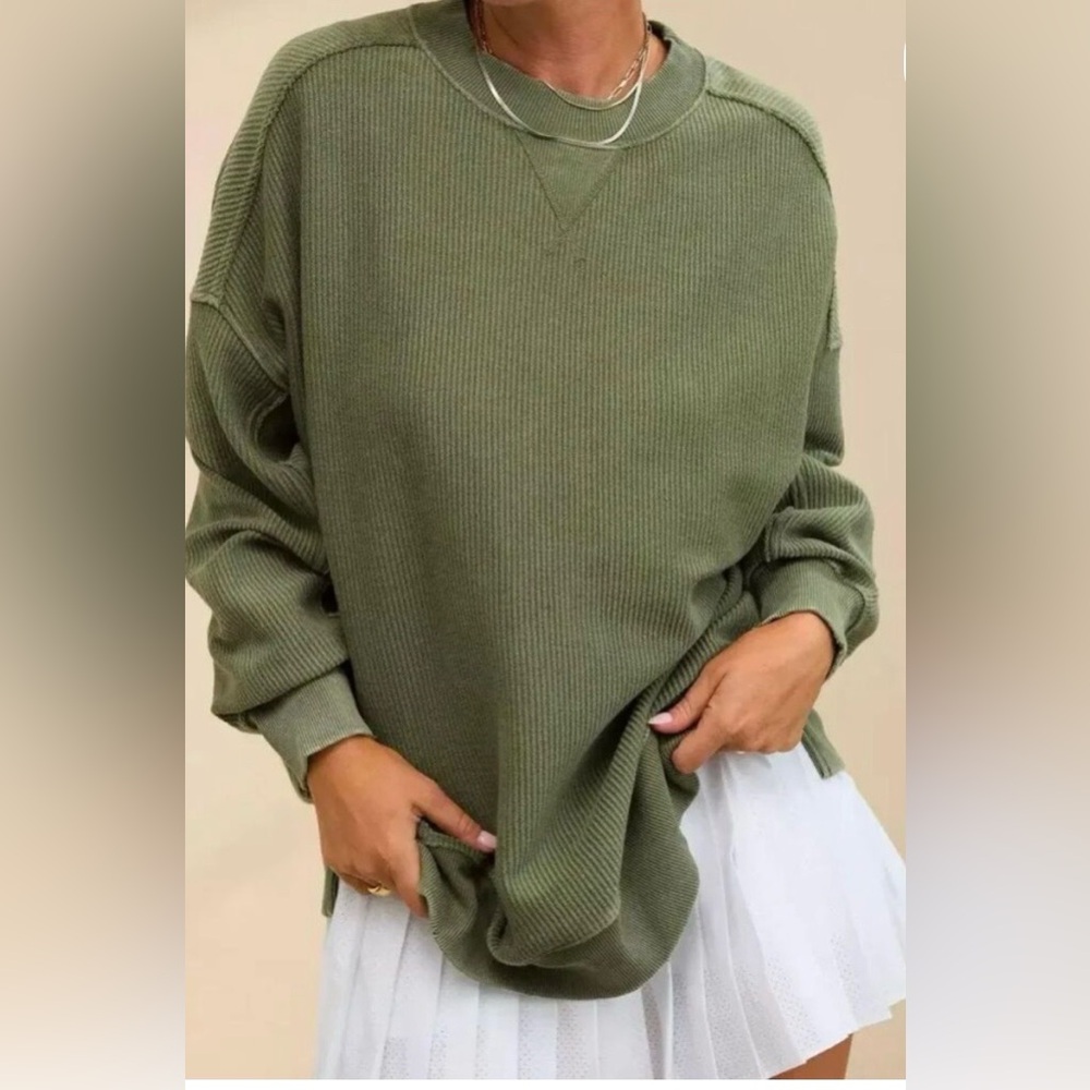Aerie Big Chill Ribbed Textured Oversized Crewneck | women’s small